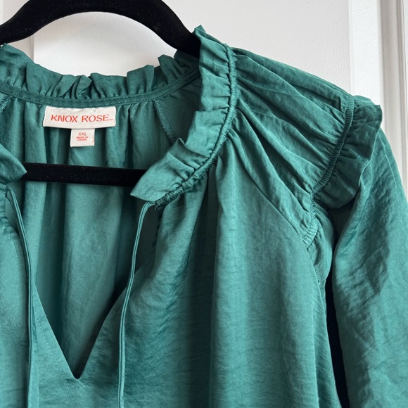 Knox Rose Emerald Green Boho Ruffle Blouse XXL - Picture 3 of 5